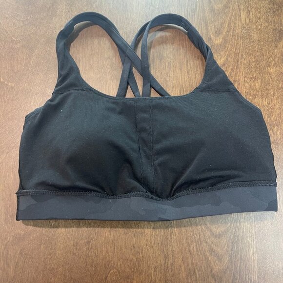 Lululemon Athletica Energy Bra Women's Size 4 Black, Gray Camo Camouflage Print - Picture 7 of 7